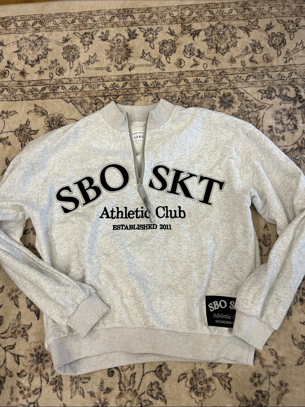 Sabo Skirt Light Gray Zip-Up Athletic Club Sweatshirt